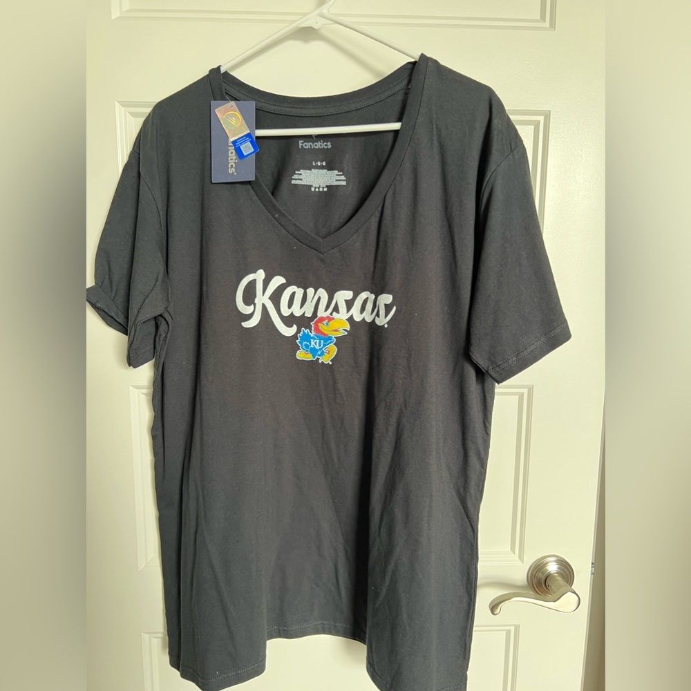KU Jayhawks, short sleeve, v neck tee